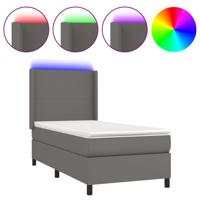 Boxspring met matras en LED kunstleer grijs 80x200 cm - thumbnail