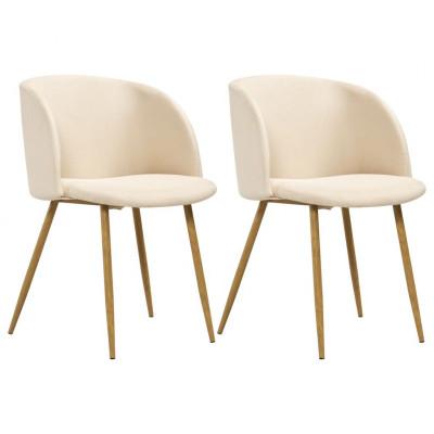 vidaXL Eetkamerstoelen 2 st stof crème