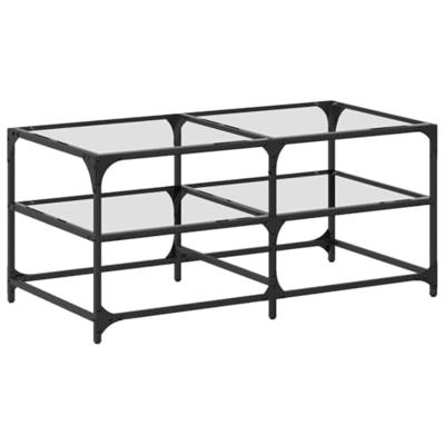 Salontafel met transparant glazen blad 98,5x50x45 cm staal