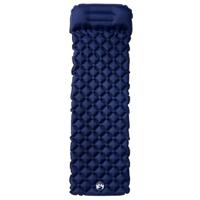 VidaXL Kampeermatras met kussen opblaasbaar 1-persoons marineblauw - thumbnail