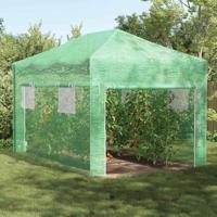 VidaXL Kas met pop-up frame met dak groen 290 x 430 x 315 cm ijzer - thumbnail