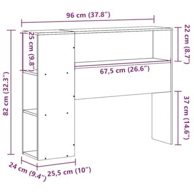Hoofdbord met opbergruimte 90 cm massief grenenhout wit