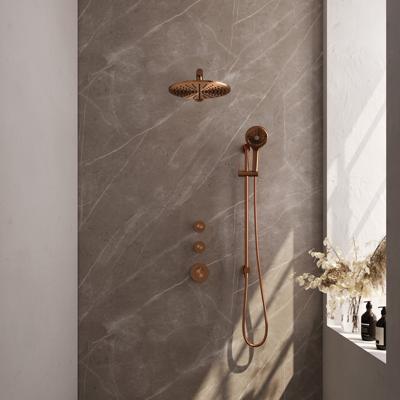 Copper Carving thermostatische inbouw regendouche SET 20, 30 cm douchekop, 3-standen handdouche, koper geborsteld Copper Carving thermostatische inbouw regendouche SET 20, 30 cm douchekop, 3-standen handdouche, koper geborsteld