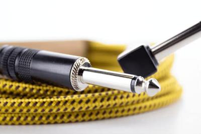 Cordial 14777 Jackplug Instrumenten Aansluitkabel [1x Jackplug male 6,3 mm (mono) - 1x Jackplug male 6,3 mm (mono)] 5 m Zwart, Geel Textielmantel