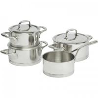 Demeyere Pannenset - Kookpan ø 16, 18, 20 cm & Steelpan ø 16 cm + Deksels Atlantis 7 - RVS - 4 Delig - thumbnail