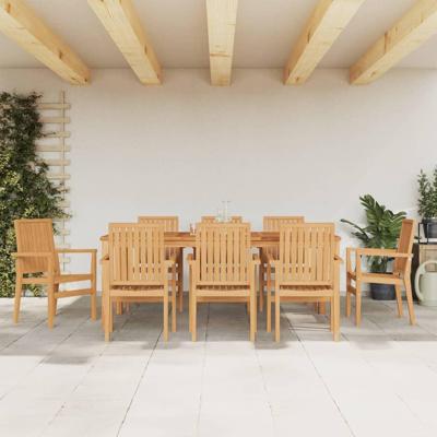 Tuinstoelen stapelbaar 8 st 56,5x57,5x91 cm massief teakhout
