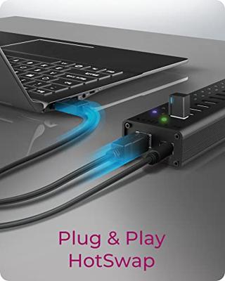 ICY BOX IB-AC6113 13-poorts USB 3.0 Hub met 12 V / 5 A voedingsadapter, aluminium behuizing en USB laadpoort zwart