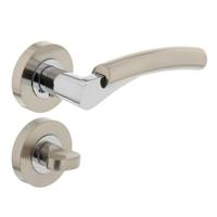 Intersteel Deurkruk Bryan op rozet met toilet-/badkamersluiting - nikkel mat/chroom - thumbnail