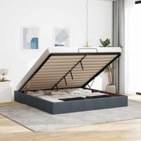 Ottoman bedframe zonder matras 160x200 cm fluweel donkergrijs - thumbnail