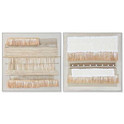 Schilderij Home ESPRIT Wit Natuurlijk Boho 82 x 4,5 x 82 cm (2 Stuks)