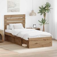 Bedframe Ambachtelijk eiken 100 x 200 cm Massief grenenhout - thumbnail
