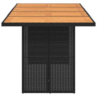 Tuintafel met acaciahouten blad 190x80x74 cm poly rattan zwart - thumbnail