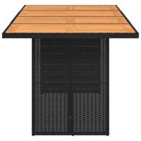 Tuintafel met acaciahouten blad 190x80x74 cm poly rattan zwart - thumbnail
