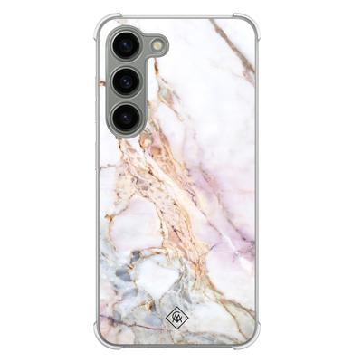 Samsung Galaxy S23 siliconen shockproof hoesje - Parelmoer marmer Samsung Galaxy S23 siliconen shockproof hoesje - Parelmoer marmer