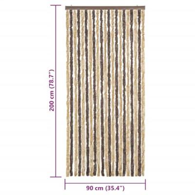 VidaXL Vliegengordijn 90x200 cm chenille donkerbruin en beige