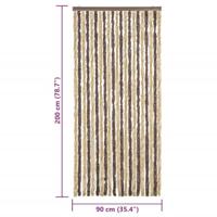 VidaXL Vliegengordijn 90x200 cm chenille donkerbruin en beige - thumbnail