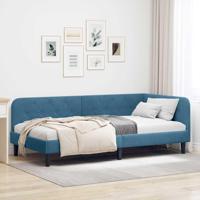 Hoekbedframe met hoofdeinde Blauw 100 x 200 cm Fluweel - thumbnail