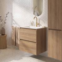 Saqu Terra badmeubel incl. glans witte keramische wastafel 60x46x66cm denver eiken - thumbnail