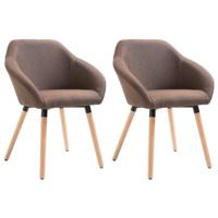 VidaXL Eetkamerstoelen 2 st stof bruin - thumbnail