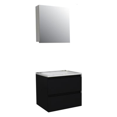 Badkamermeubel BWS Pepper Wastafel Acryl Incl Spiegelkast Zonder Kraangat 60x55x46 cm Mat Zwart Badkamermeubel BWS Pepper Wastafel Acryl Incl Spiegelkast Zonder Kraangat 60x55x46 cm Mat Zwart