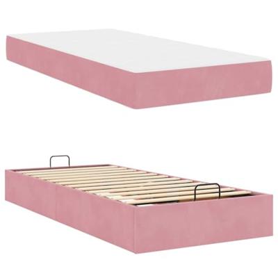 Bedframe met matras met opslag Roze 100 x 200 cm Fluweel