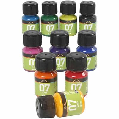 Creativ Company Permanente glasverf - set van 10 kleuren, 30ml Creativ Company Permanente glasverf - set van 10 kleuren, 30ml