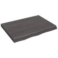 Wandschap 80x60x(2-6)cm behandeld massief eikenhout donkerbruin - thumbnail