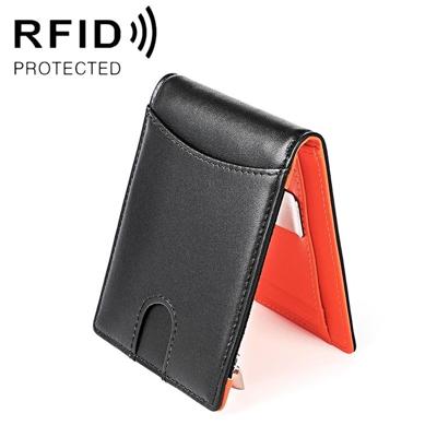 9606 Cowhide Leather Anti-magnetic RFID Multiple Card Slots Wallet for Men with Zipper Bag(Black)