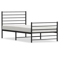 Bedframe met hoofd- en voeteneinde metaal zwart 75x190 cm - thumbnail