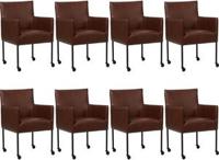 Set van 8 Cognac leren moderne kuipstoel Desire - poot rond zwart met wiel - Granada leer Cognac (cognac leer) - thumbnail