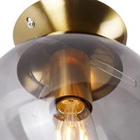 QAZQA Art deco plafondlamp messing met smoke glas - Pallon - thumbnail