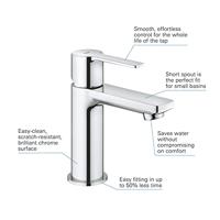 GROHE Lineare New waterbesparende wastafelkraan XS-size met temperatuur begrenzer en klikwaste chroom 23791001 - thumbnail