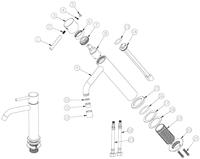 Wastafelmengkraan Opbouw Wiesbaden Style XL Uitloop 19.5 cm 1-hendel Geborsteld Messing Goud - thumbnail