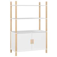Hoge kast 80x40x121 cm bewerkt hout wit - thumbnail