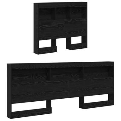 Opberghoofdbord met plank Zwart eiken 90 cm Bewerkt hout