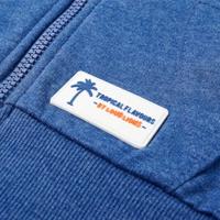 Kindervest met capuchon en rits 92 gemleerd donkerblauw - thumbnail