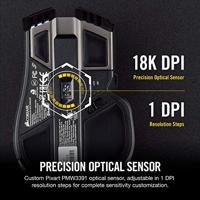 Corsair IRONCLAW RGB muis Rechtshandig RF Wireless + Bluetooth + USB Type-A Optisch 18000 DPI - thumbnail