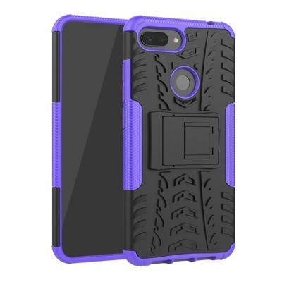 Schokbestendige PC + TPU Tire patroon Case voor Xiaomi Mi 8 lite met houder (paars)
