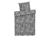LIVARNO home Satijnen dekbedovertrek 140 x 200 cm (grijs/bladeren) - thumbnail