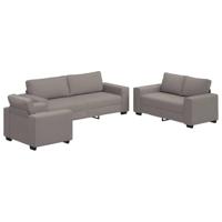 3-delige Loungeset met kussens stof taupe - thumbnail