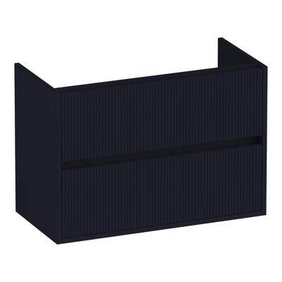 Brauer Adore Wavy - Onderkast Ondiep - 80 cm - met 2 Softclose Lades Greeploos en 1 Sifon Uitsparing - Mat Zwart
