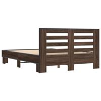 Bedframe bewerkt hout metaal bruin eikenkleur 120x200 cm - thumbnail
