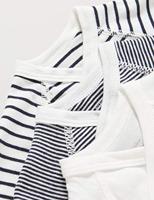 Set van 3 gestreepte babyrompertjes met lange mouwen in biokatoen PETIT BATEAU marine - thumbnail