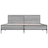 Bedframe bewerkt hout metaal grijs sonoma eiken 200x200 cm - thumbnail