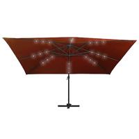 VidaXL Zweefparasol met led-verlichting 400x300 cm terracottakleurig - thumbnail