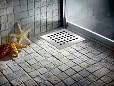 Doucheput BWS PVC met RVS rooster 150x150mm Onderuitlaat