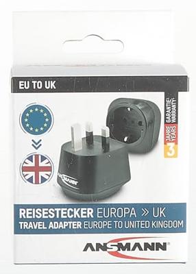 ANSMANN Reisadapter UK - Schuko reisstekker EU naar Engeland met beschermingsklasse 1 & 2 - reisadapter voor reizen naar Maldiven Mauritius Seychellen Singapore Belize Hong Kong Indonesië Ierland
