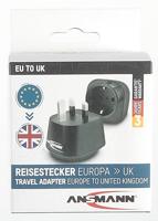 ANSMANN Reisadapter UK - Schuko reisstekker EU naar Engeland met beschermingsklasse 1 & 2 - reisadapter voor reizen naar Maldiven Mauritius Seychellen Singapore Belize Hong Kong Indonesië Ierland - thumbnail