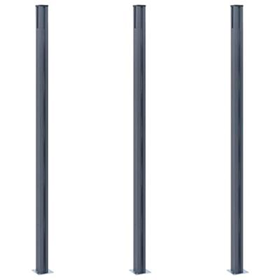 VidaXL Schuttingpalen 3 st 185 cm aluminium donkergrijs