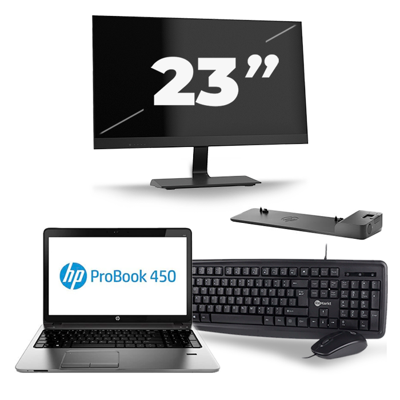 HP ProBook 450 G2 - Intel Core i3-5e Generatie - 15 inch - 8GB RAM - 256GB SSD - Windows 11 + 1x 23 inch Monitor